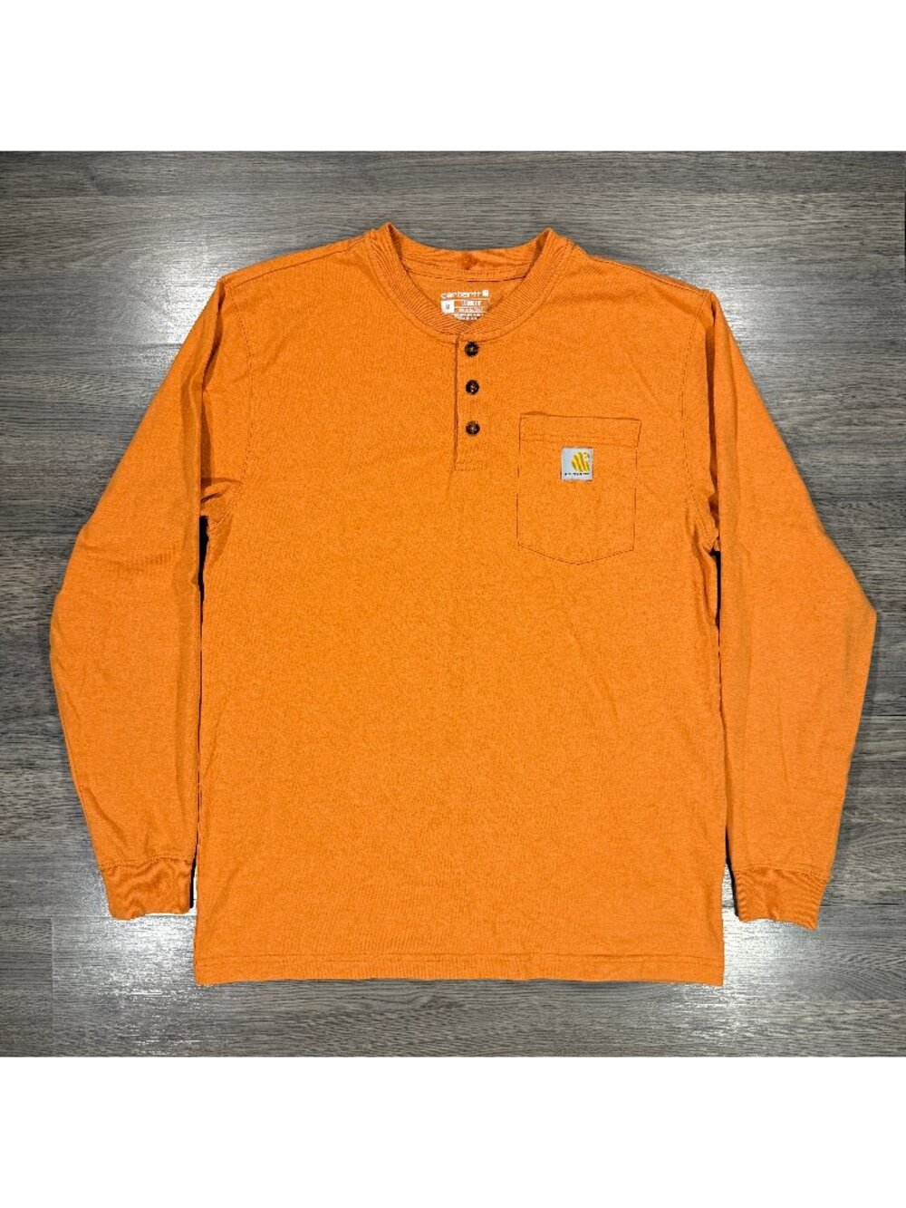 Carhartt Men's Loose Fit Pocket Long Sleeve Henley Shirt - Orange